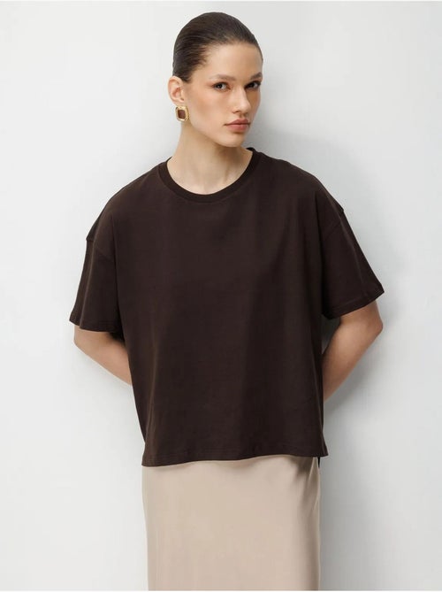 T-shirt oversized de gola redonda lisa com racha mixray - Kiabi T-shirt oversized de gola redonda lisa com racha mixray - Kiabi