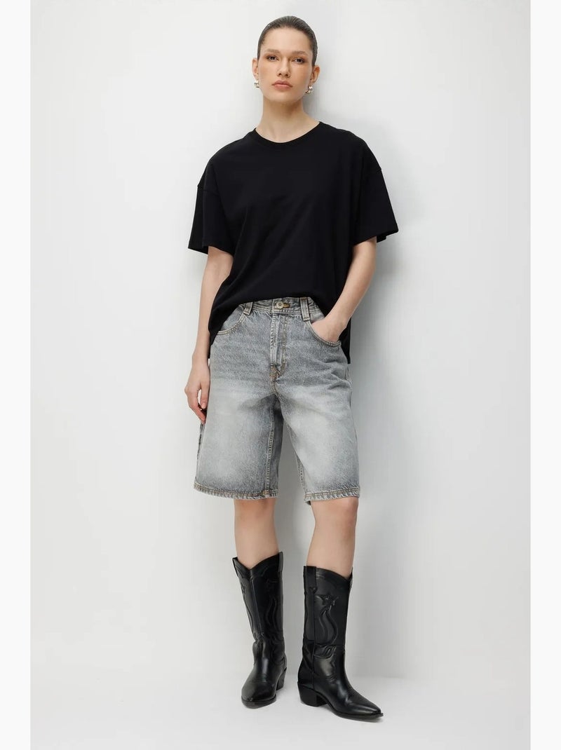 T-shirt oversized de gola redonda lisa com racha mixray Preto - Kiabi