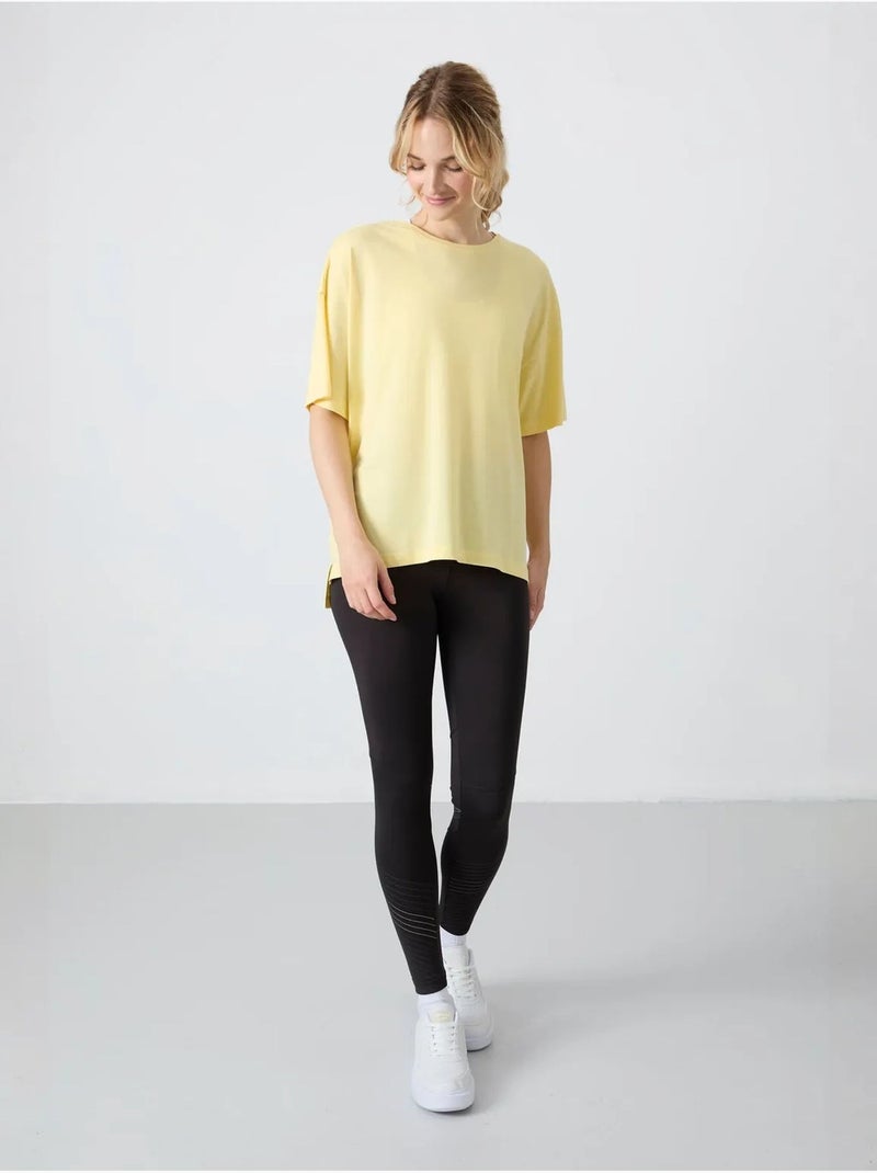 T-shirt oversized em algodão-modal com decote redondo tommy Amarelo-limão - Kiabi