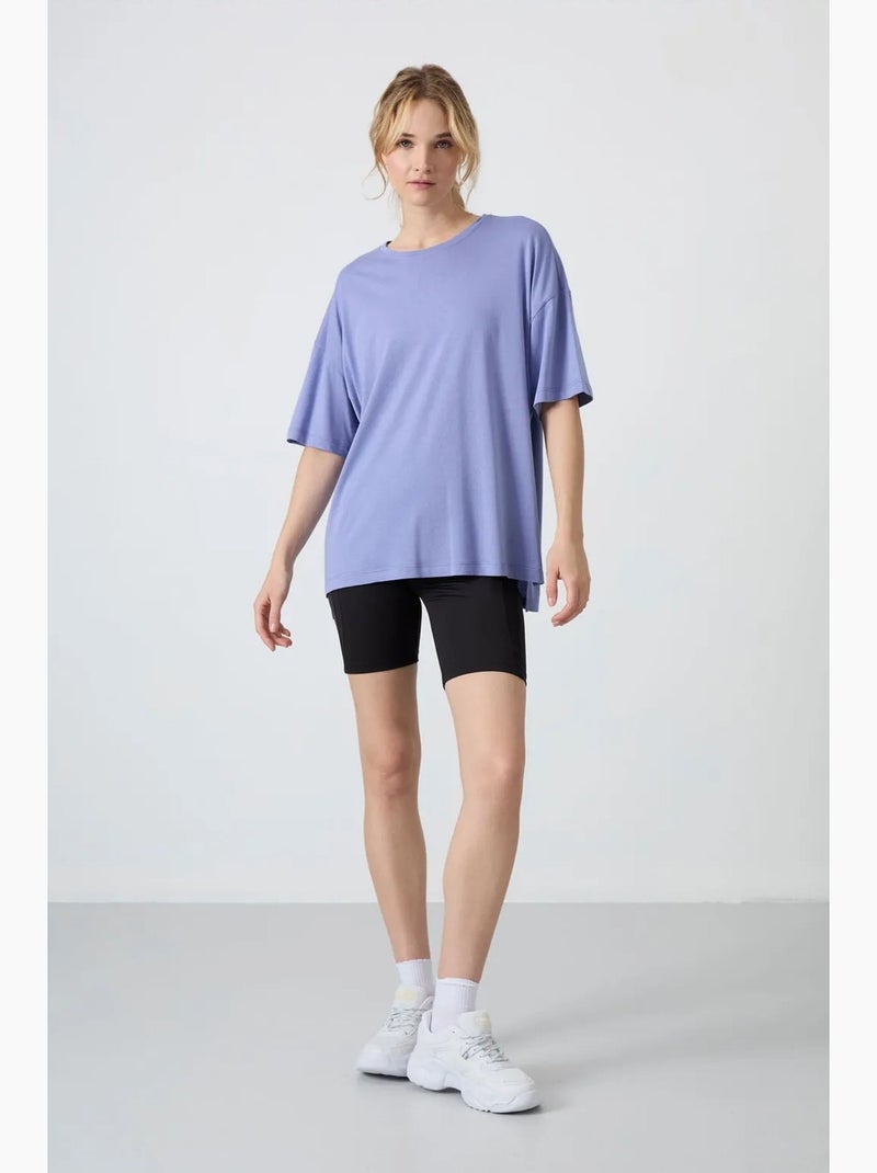 T-shirt oversized em algodão-modal com decote redondo tommy Azul - Kiabi