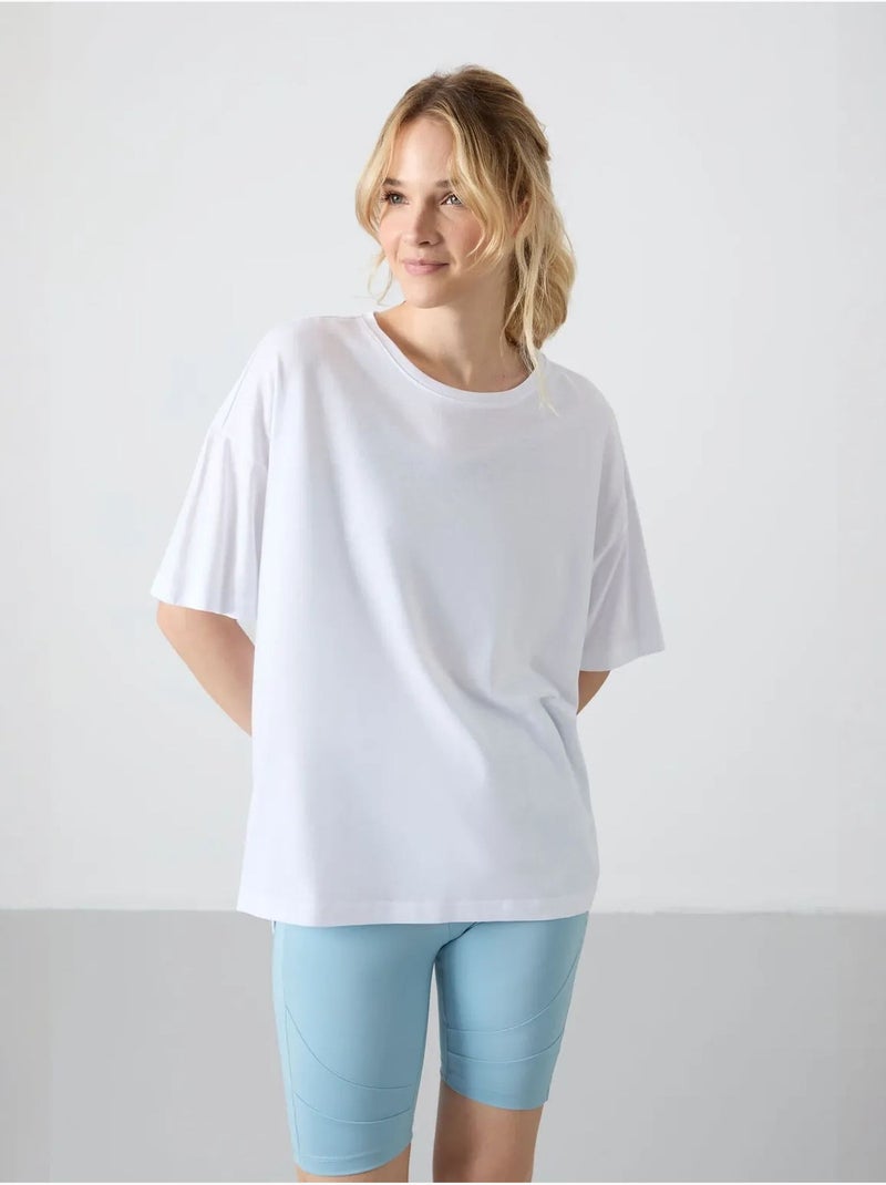 T-shirt oversized em algodão-modal com decote redondo tommy Branco - Kiabi