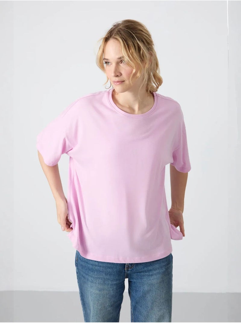 T-shirt oversized em algodão-modal com decote redondo tommy Lavanda - Kiabi