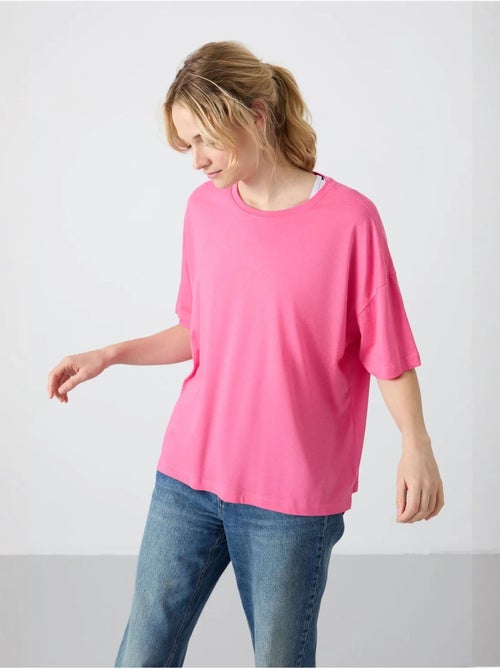 T-shirt oversized em algodão-modal com decote redondo tommy - Kiabi T-shirt oversized em algodão-modal com decote redondo tommy - Kiabi
