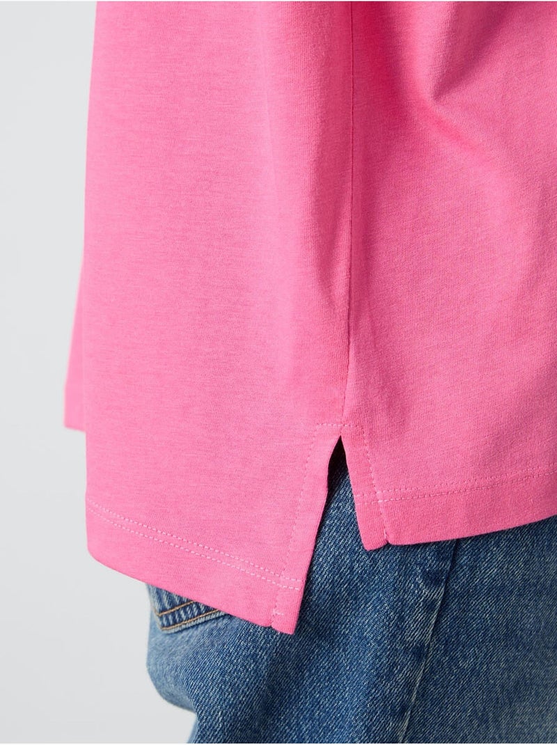 T-shirt oversized em algodão-modal com decote redondo tommy Rosa-fluo/Solinotes - Kiabi