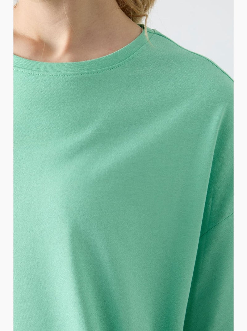 T-shirt oversized em algodão-modal com decote redondo tommy Verde claro - Kiabi