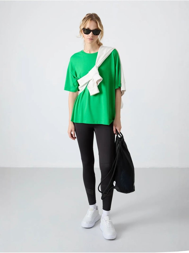 T-shirt oversized em algodão-modal com decote redondo tommy Verde - Kiabi