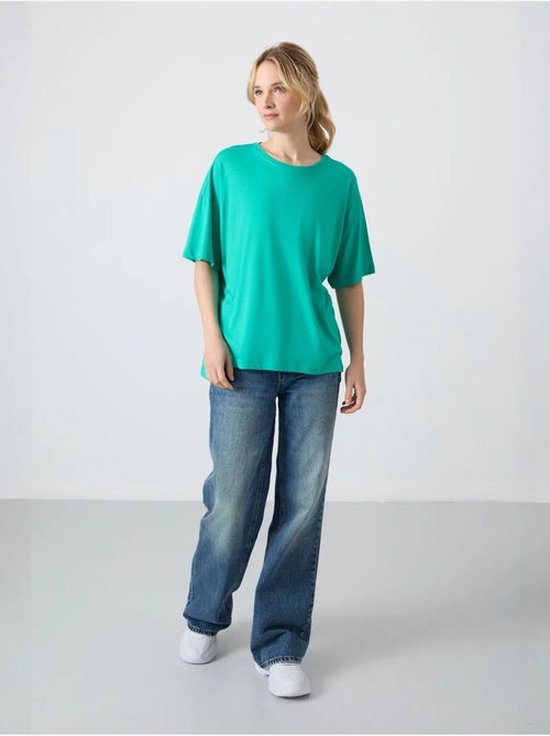 T-shirt oversized em algodão-modal com decote redondo tommy - Kiabi T-shirt oversized em algodão-modal com decote redondo tommy - Kiabi