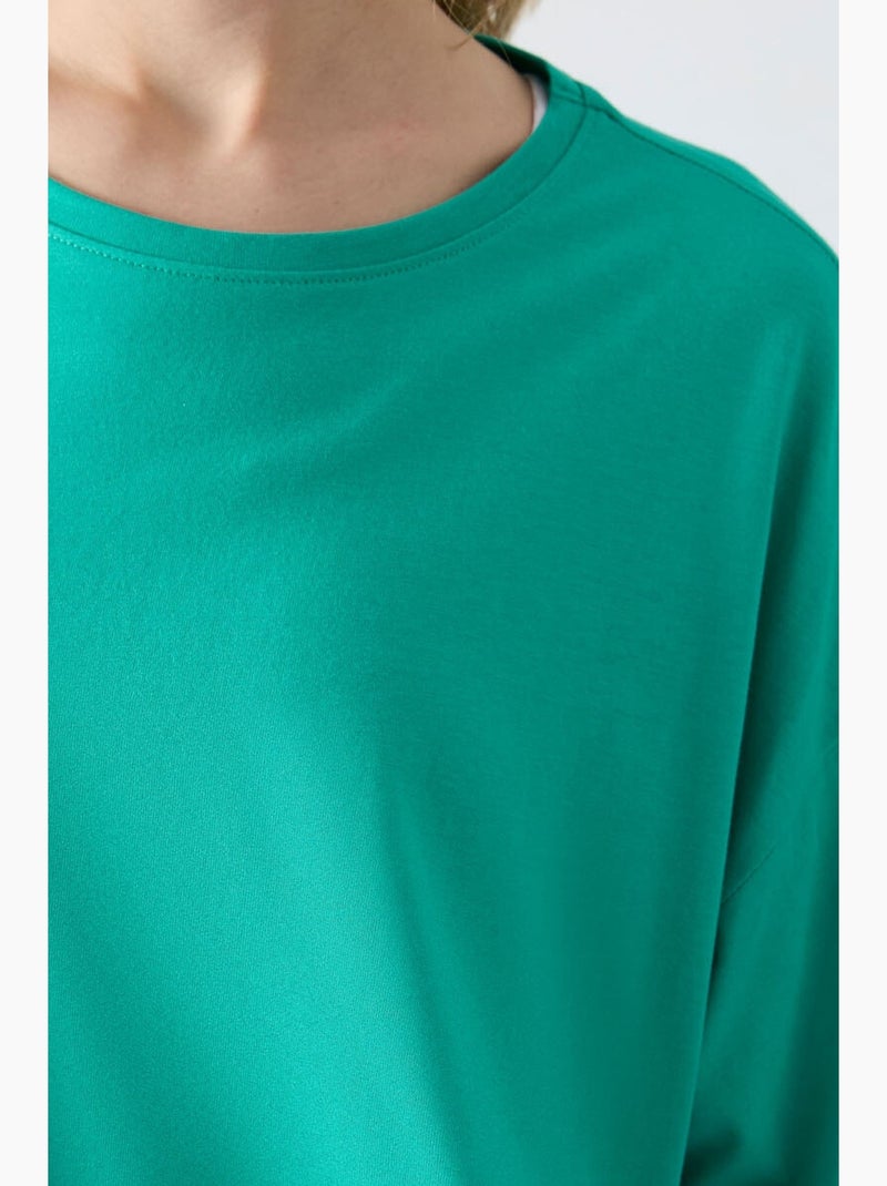 T-shirt oversized em algodão-modal com decote redondo tommy Verde menta - Kiabi