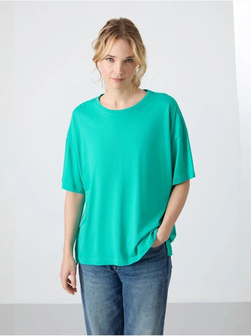 T-shirt oversized em algodão-modal com decote redondo tommy - Kiabi T-shirt oversized em algodão-modal com decote redondo tommy - Kiabi