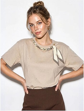 T-shirt oversized em jersey de algodão com gola redonda lucci