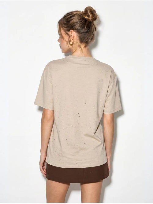 T-shirt oversized em jersey de algodão com gola redonda lucci - Kiabi