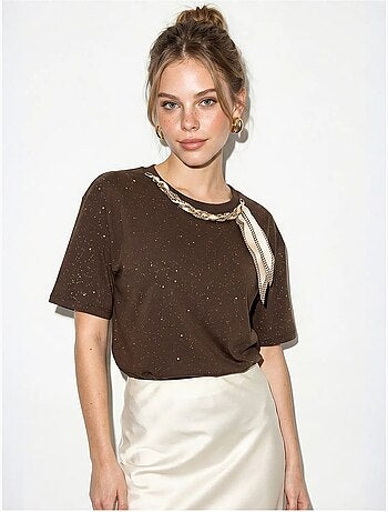 T-shirt oversized em jersey de algodão com gola redonda lucci