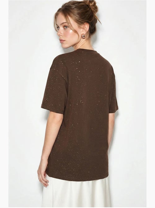 T-shirt oversized em jersey de algodão com gola redonda lucci - Kiabi T-shirt oversized em jersey de algodão com gola redonda lucci - Kiabi