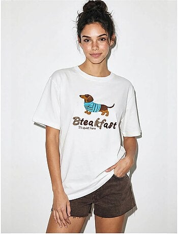T-shirt oversized em jersey de algodão estampada lucci