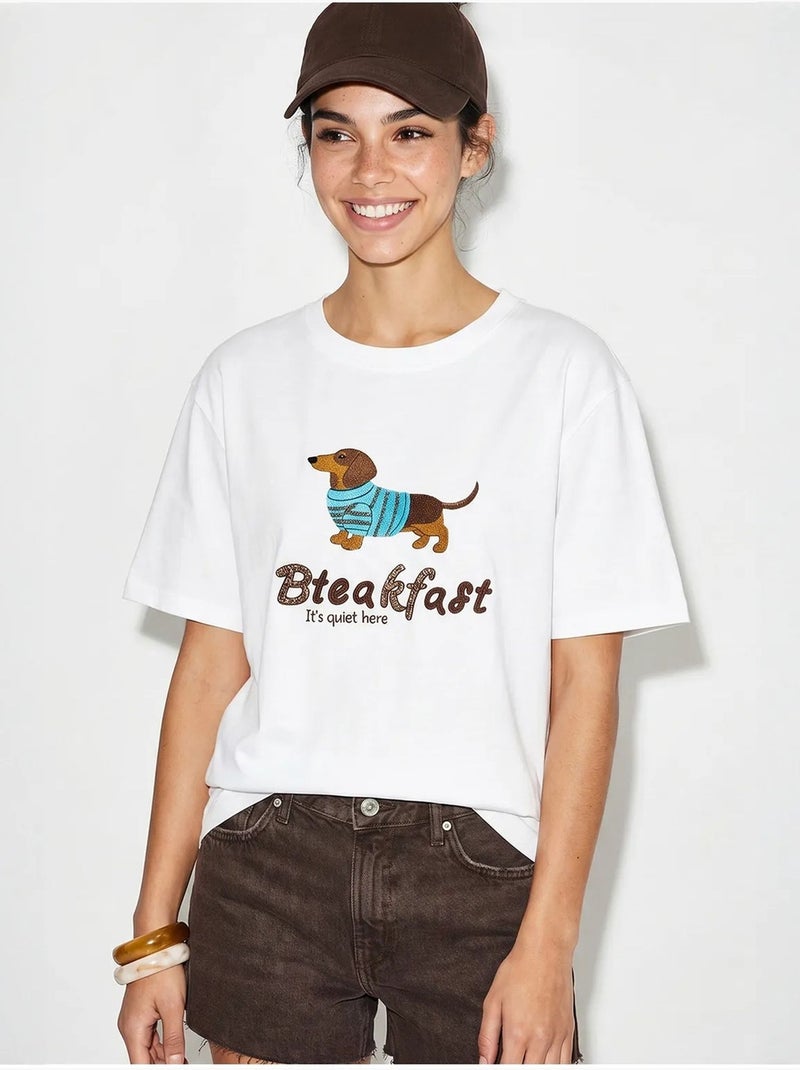 T-shirt oversized em jersey de algodão estampada lucci Branco - Kiabi