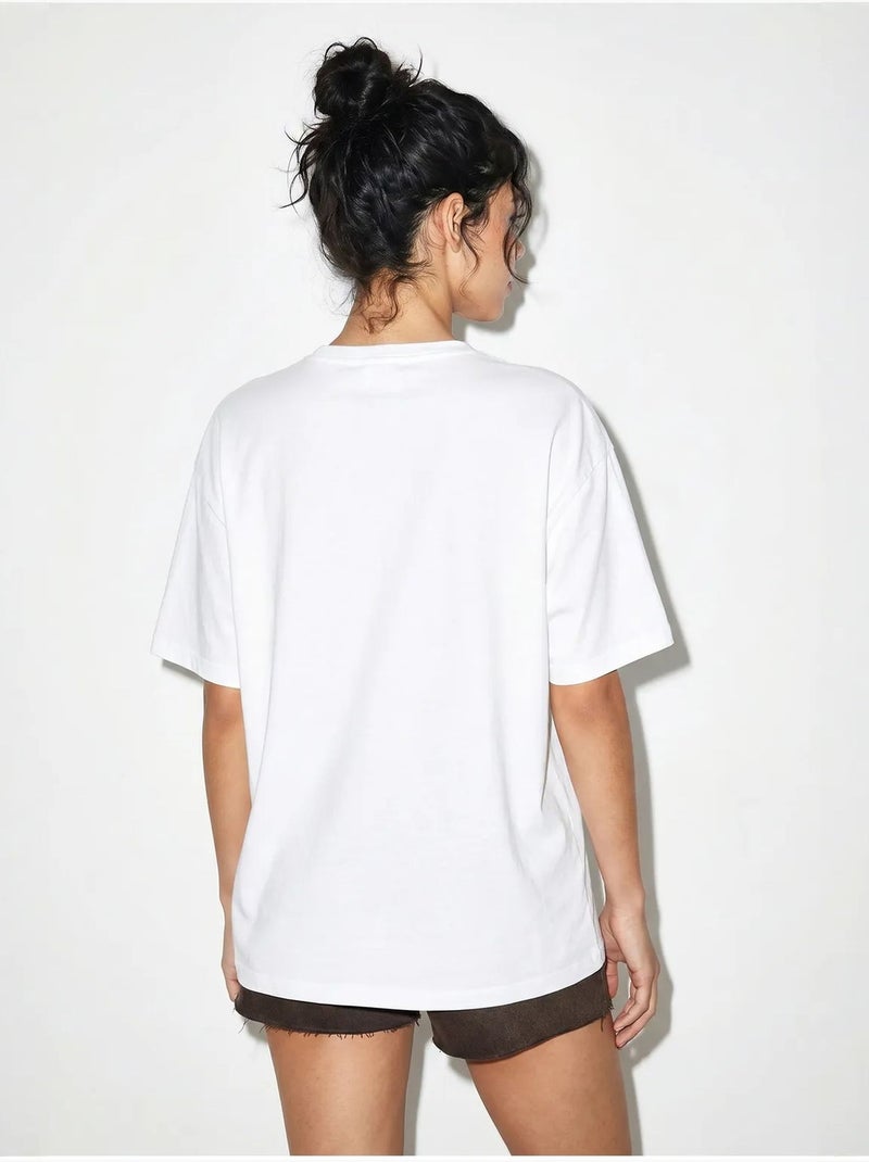 T-shirt oversized em jersey de algodão estampada lucci Branco - Kiabi