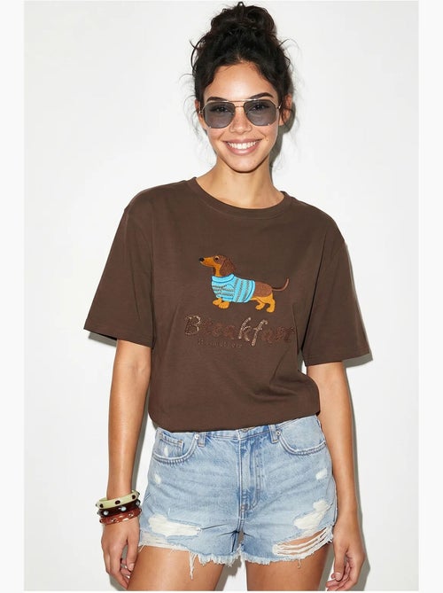 T-shirt oversized em jersey de algodão estampada lucci - Kiabi T-shirt oversized em jersey de algodão estampada lucci - Kiabi