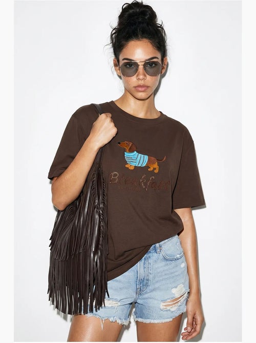 T-shirt oversized em jersey de algodão estampada lucci - Kiabi T-shirt oversized em jersey de algodão estampada lucci - Kiabi