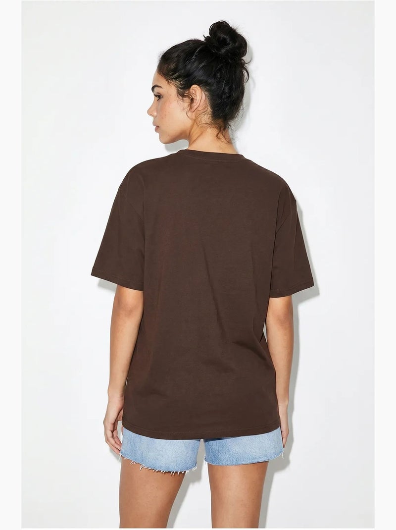 T-shirt oversized em jersey de algodão estampada lucci Castanho - Kiabi