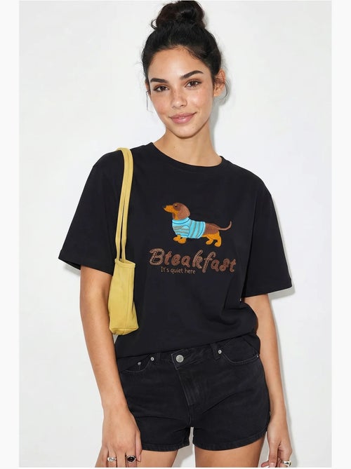 T-shirt oversized em jersey de algodão estampada lucci - Kiabi T-shirt oversized em jersey de algodão estampada lucci - Kiabi