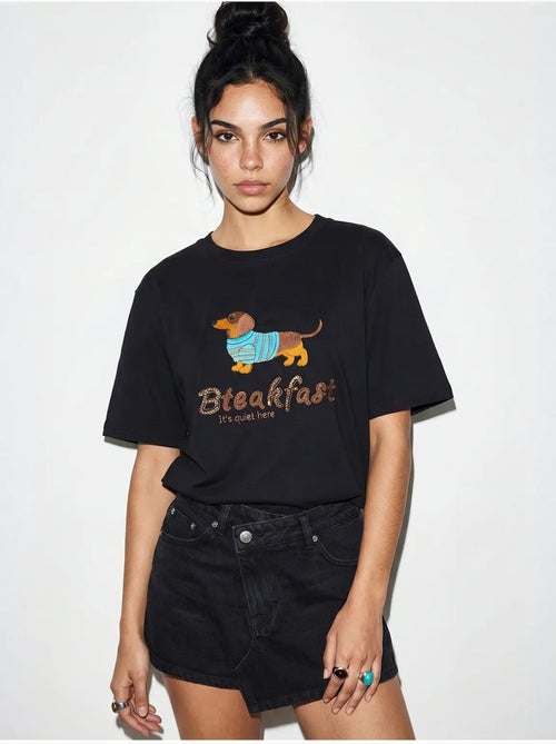 T-shirt oversized em jersey de algodão estampada lucci - Kiabi T-shirt oversized em jersey de algodão estampada lucci - Kiabi