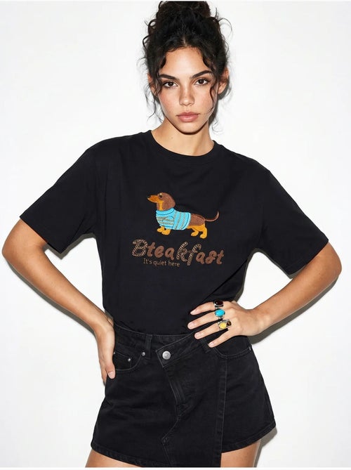 T-shirt oversized em jersey de algodão estampada lucci - Kiabi T-shirt oversized em jersey de algodão estampada lucci - Kiabi