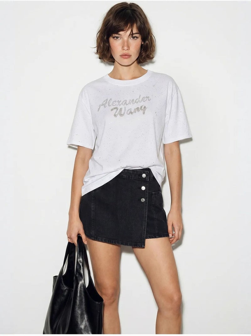 T-shirt oversized em jersey de algodão estampado lucci Branco - Kiabi