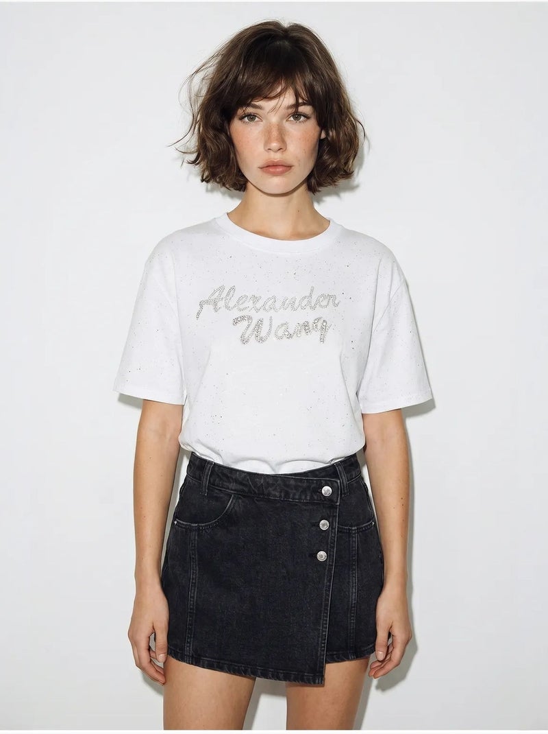 T-shirt oversized em jersey de algodão estampado lucci Branco - Kiabi