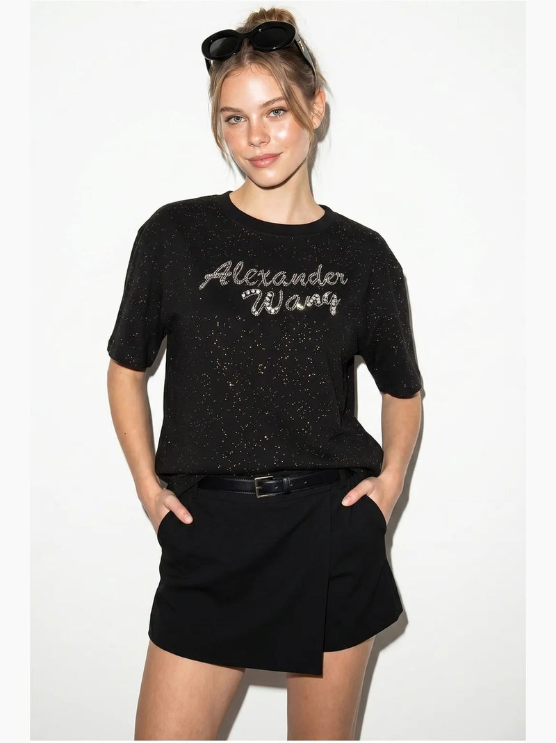 T-shirt oversized em jersey de algodão estampado lucci Preto - Kiabi