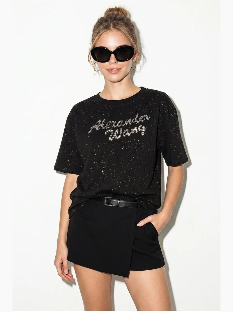 T-shirt oversized em jersey de algodão estampado lucci Preto - Kiabi
