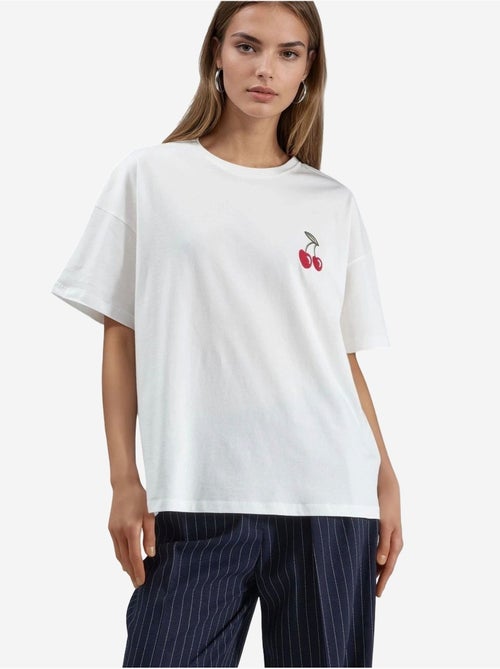 T-shirt oversized em malha com bordado hiccup - Kiabi T-shirt oversized em malha com bordado hiccup - Kiabi