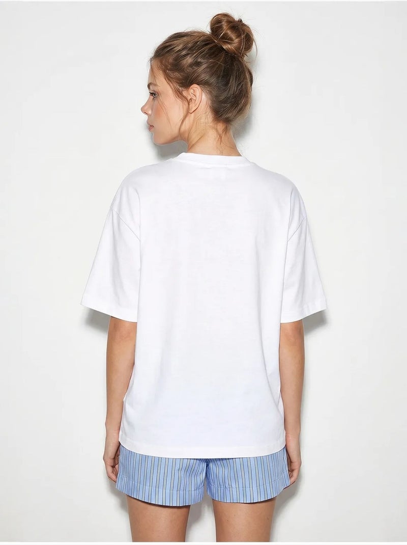 T-shirt oversized estampada com gola careca lucci Branco - Kiabi