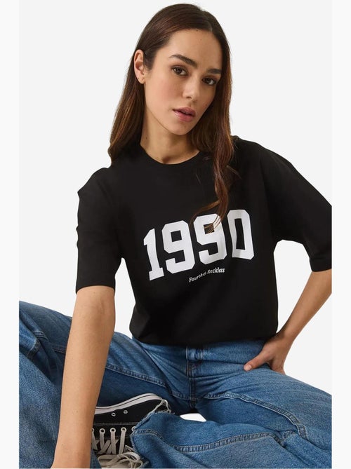 T-shirt oversized estampada com gola redonda lucci - Kiabi T-shirt oversized estampada com gola redonda lucci - Kiabi