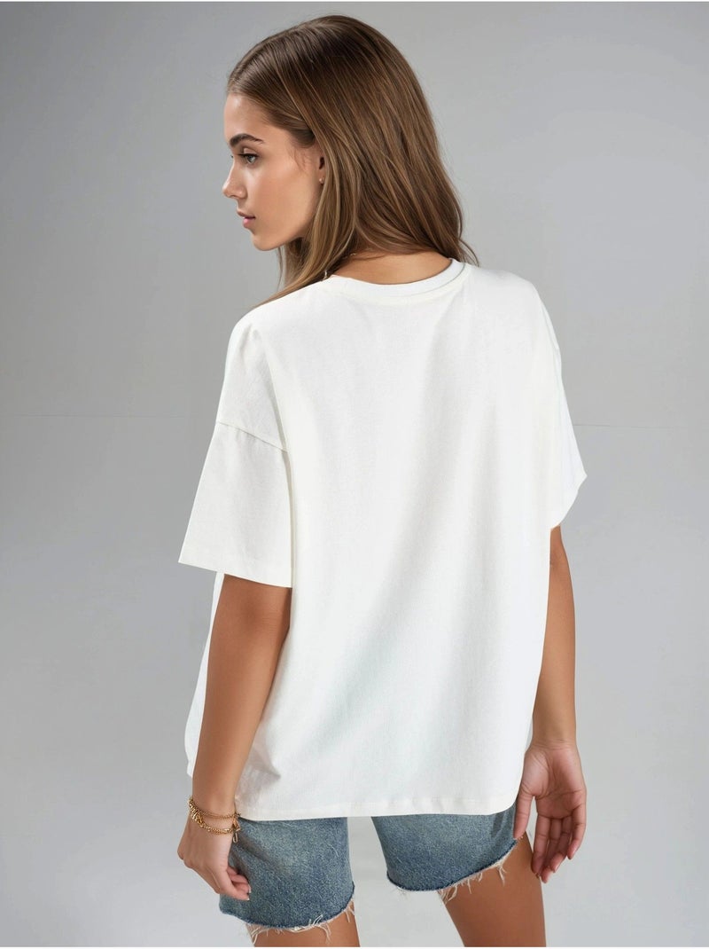 T-shirt oversized estampada hiccup Branco - Kiabi