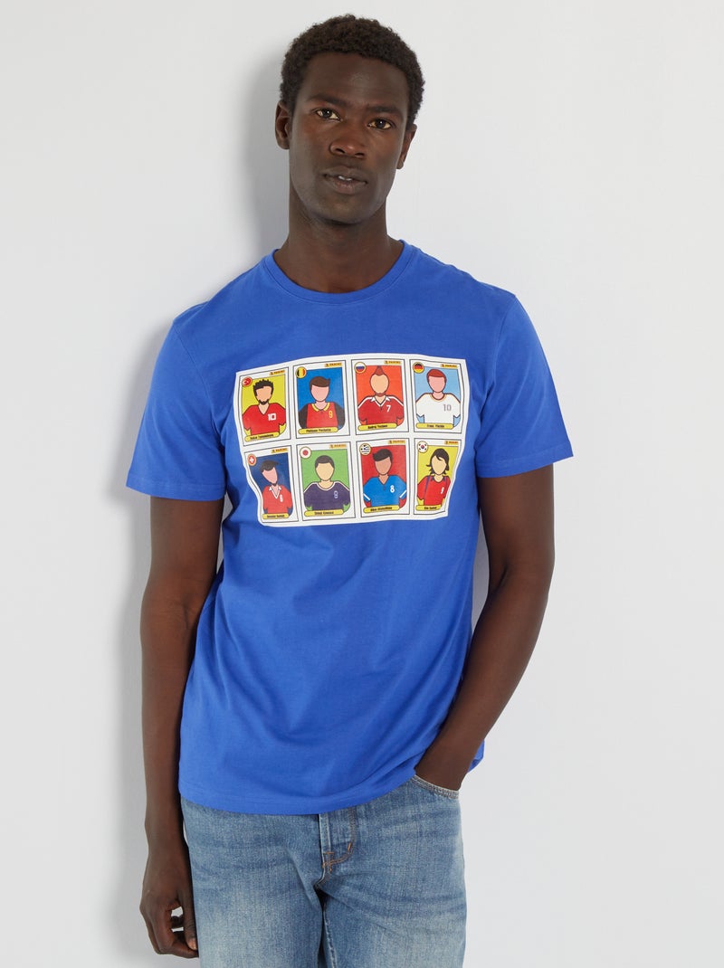 T-shirt 'Panini' em jersey Azul - Kiabi