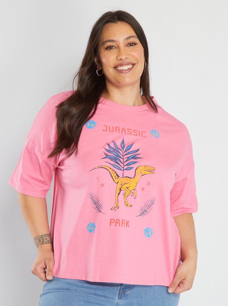 T-shirt 'Parque Jurássico' com cavas descidas ROSA - Kiabi