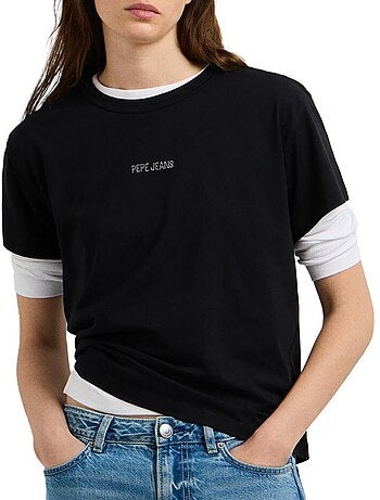 T-shirt pepe jeans bema para mulher, preto