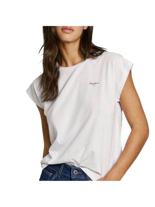 T-Shirt Pepe Jeans Blooma Branco para Mulher - Kiabi T-Shirt Pepe Jeans Blooma Branco para Mulher - Kiabi