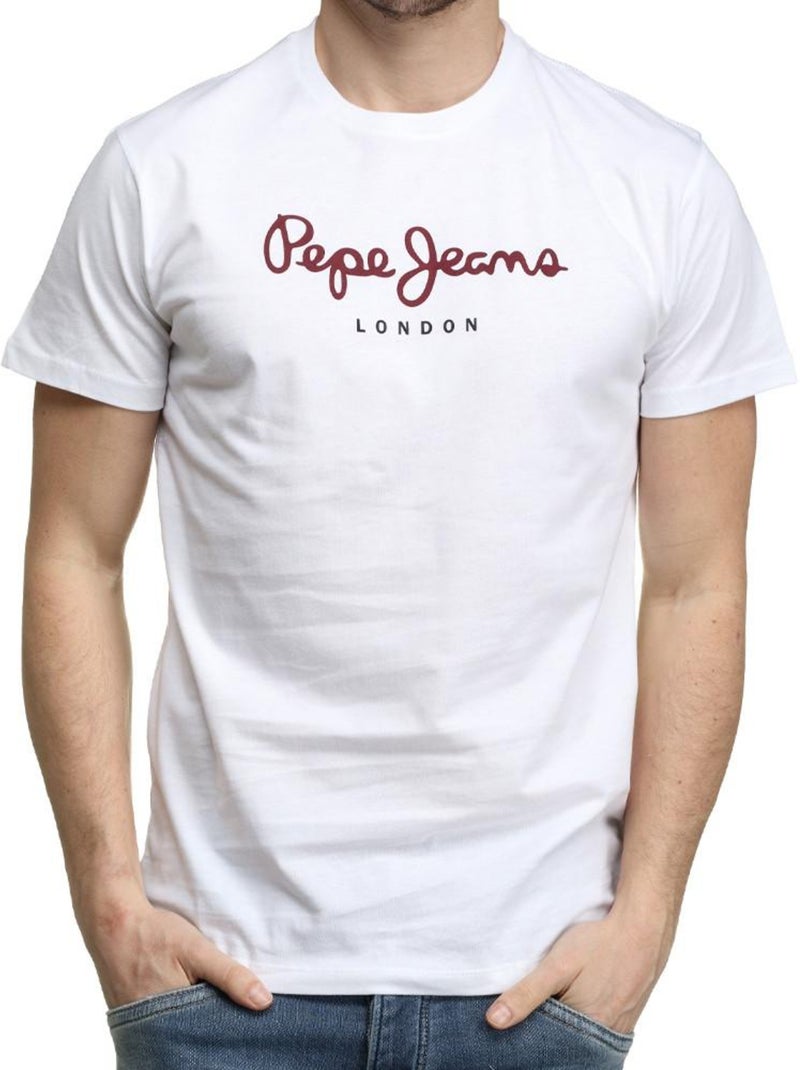 T-shirt Pepe Jeans Eggo N Branco para Homem Branco/Vermelho - Kiabi