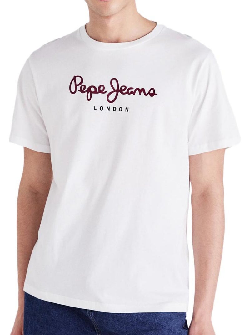T-shirt Pepe Jeans Eggo para Homem Branco/Bordô Branco - Kiabi
