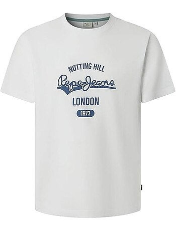 T-shirt pepe jeans jimmy para homem branco/azul-marinho