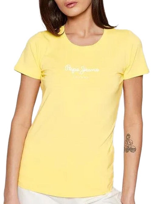 T-shirt pepe jeans new virginia para mulher amarelo/branco - Kiabi T-shirt pepe jeans new virginia para mulher amarelo/branco - Kiabi