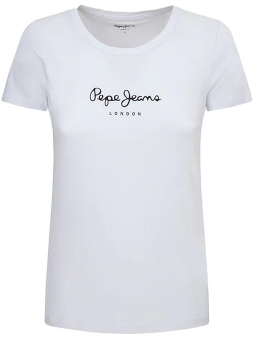 T-shirt pepe jeans new virginia para mulher branco/preto - Kiabi