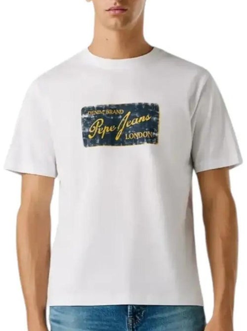T-Shirt Pepe Jeans Original para Homem Branco/Amarelo - Kiabi