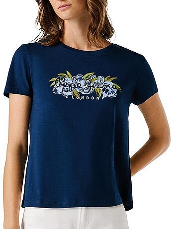 T-shirt pepe jeans para mulher azul marinho