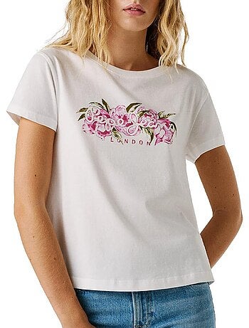 T-shirt Pepe Jeans para Mulher Branco/Rosa