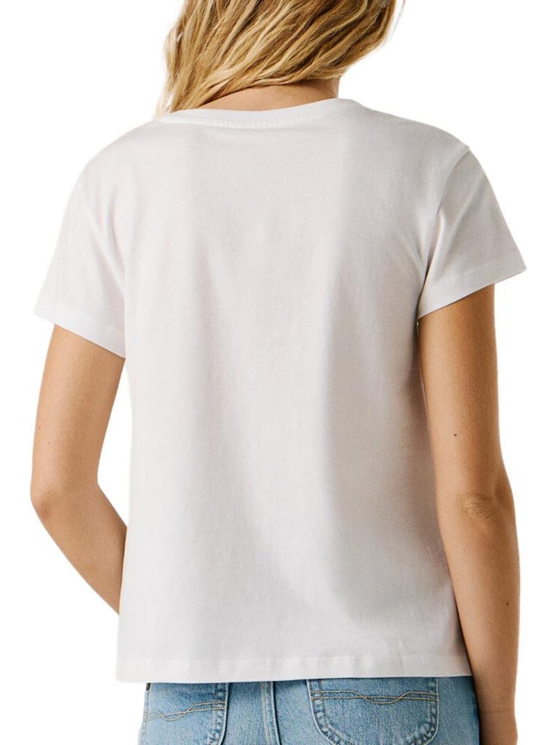T-shirt Pepe Jeans para Mulher Branco/Rosa Branco - Kiabi