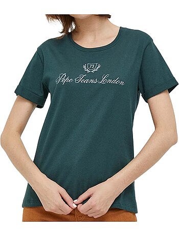 T-shirt écru vivian para mulher pepe jeans