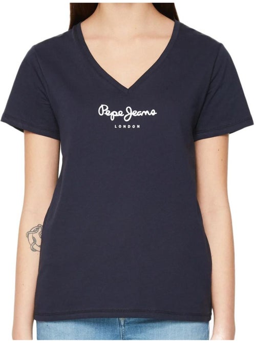 T-shirt Pepe Jeans Wendy V para Mulher Azul Marinho - Kiabi T-shirt Pepe Jeans Wendy V para Mulher Azul Marinho - Kiabi