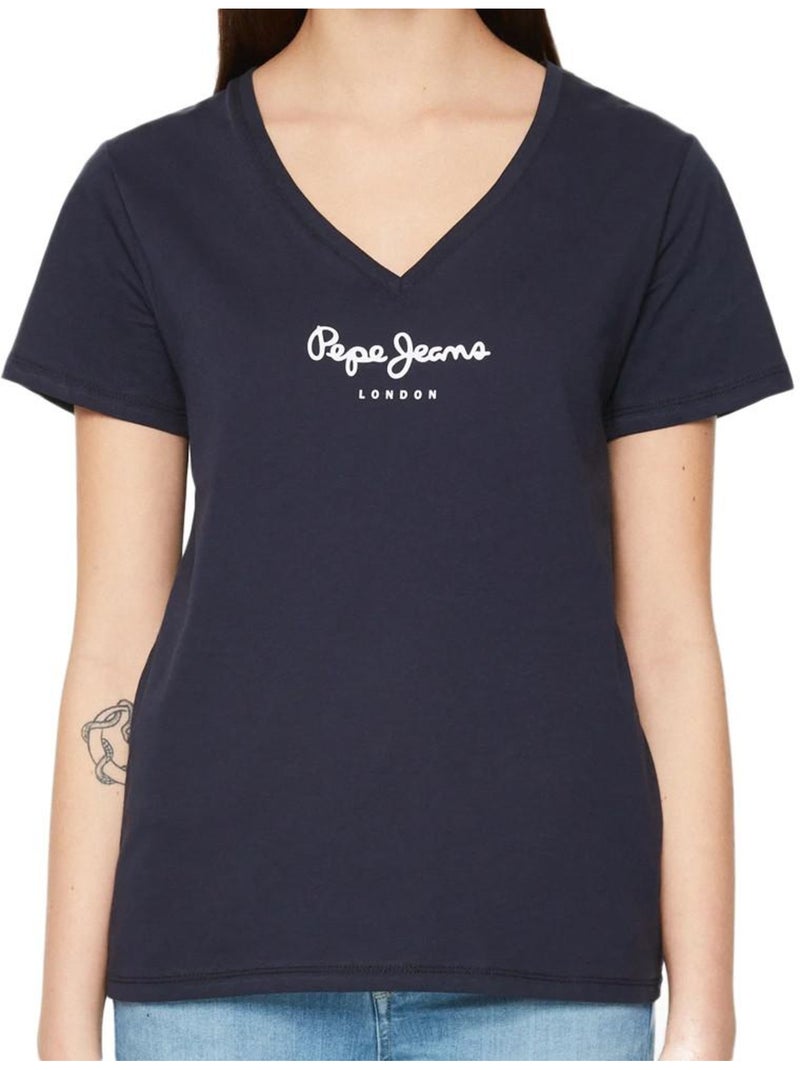 T-shirt Pepe Jeans Wendy V para Mulher Azul Marinho Azul-marinho - Kiabi